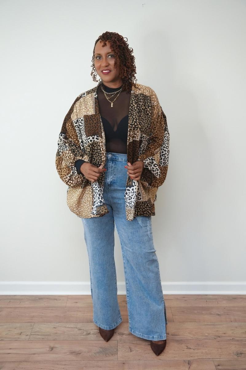 (Plus Size) Wild Side Patchwork Kimono