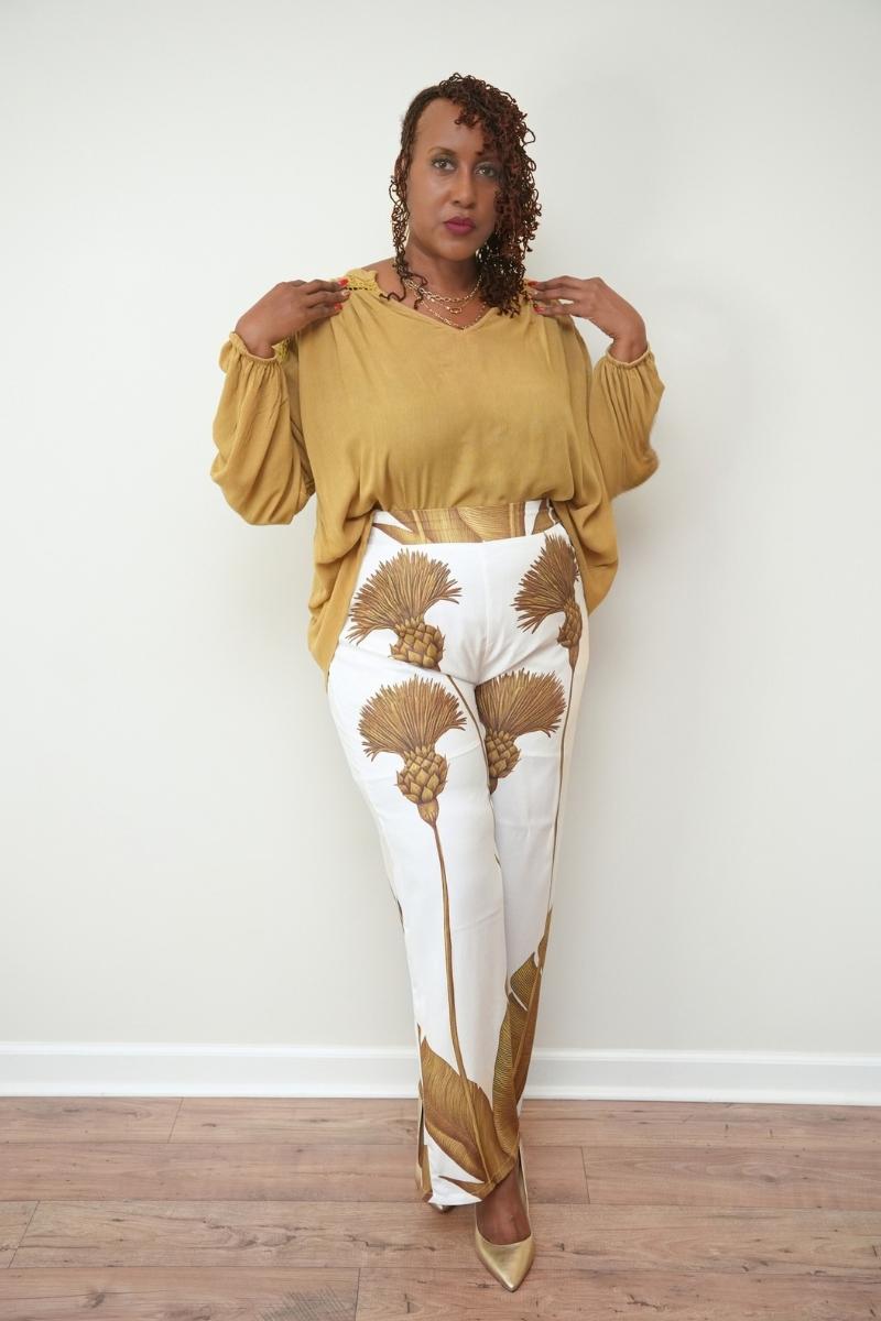 Golden Palms Wide Leg Pants (Reg & Plus)