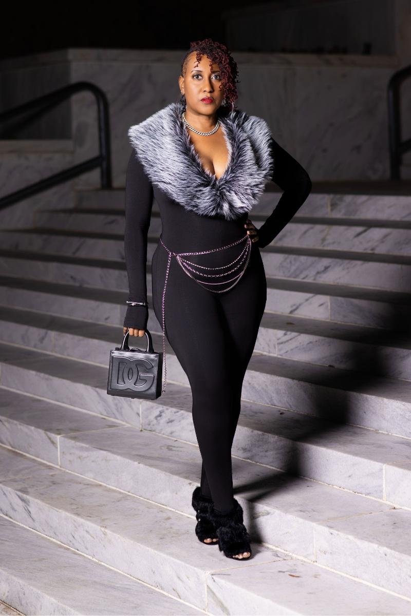 Boss After Dark Faux Fur Jumpsuit