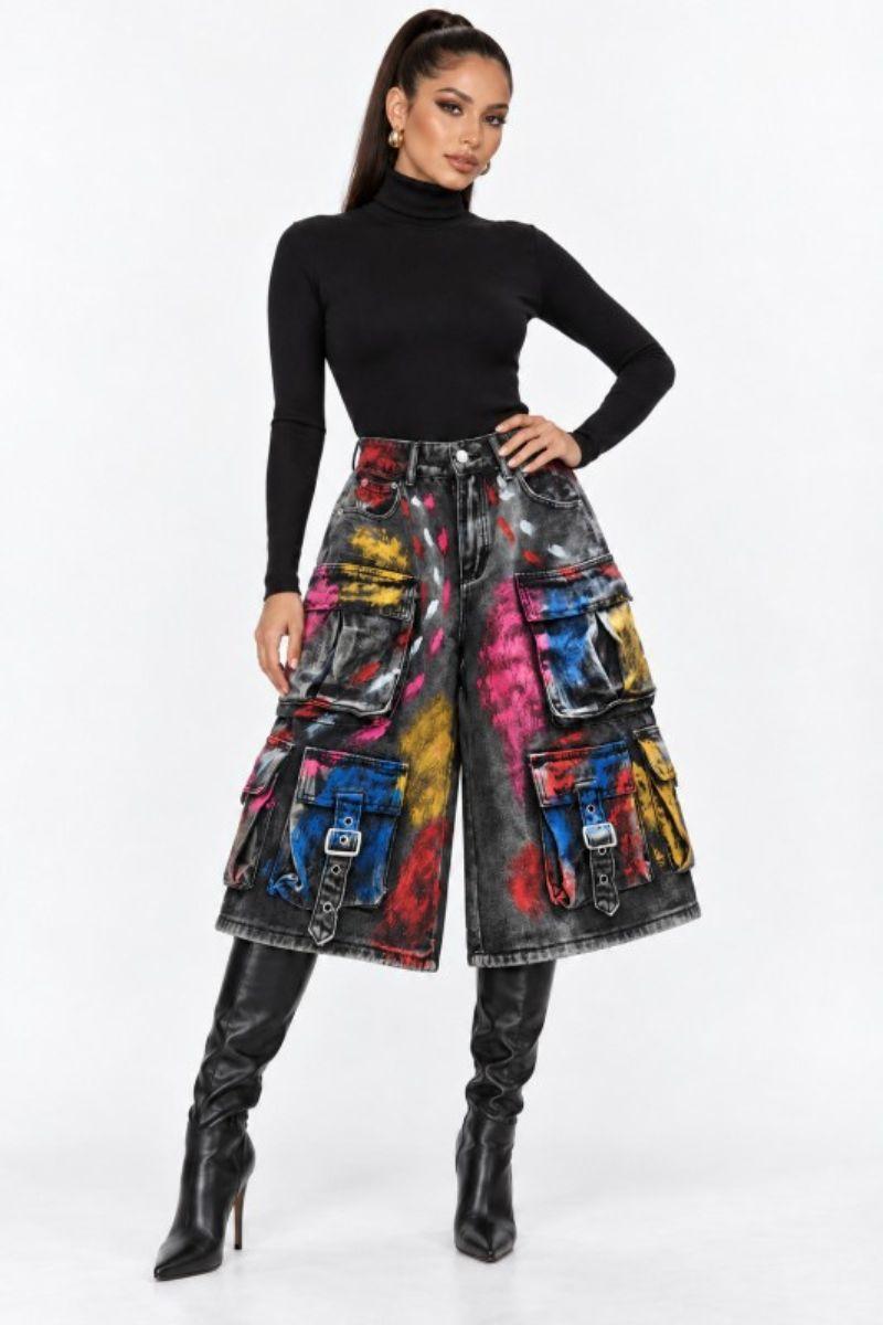 Color Me Bold Denim Cargo Shorts