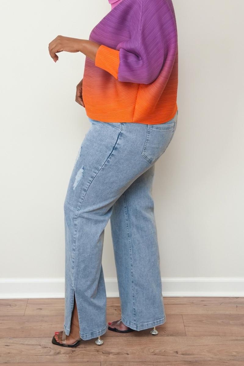 (Plus Size) Easy Going Wide Leg Jeans
