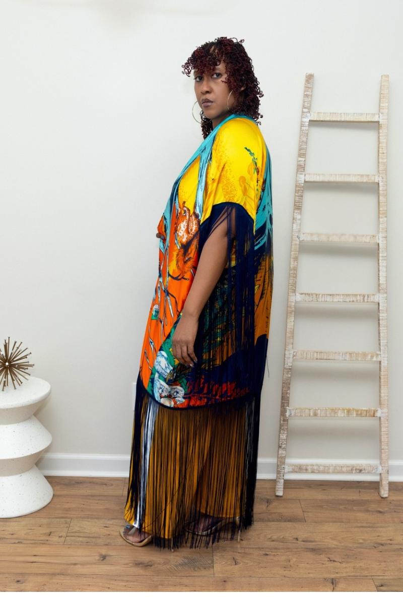 Bold Energy Fringe Kimono (One Size)