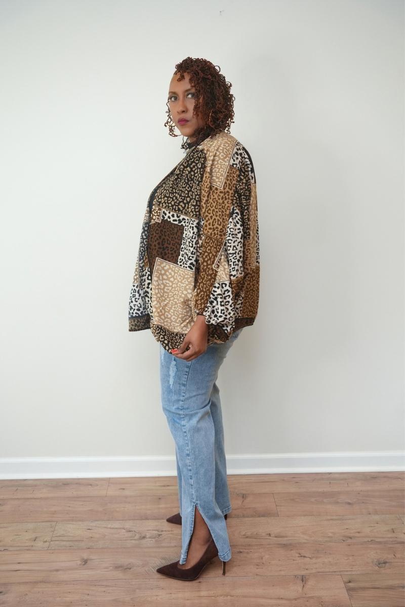 (Plus Size) Wild Side Patchwork Kimono