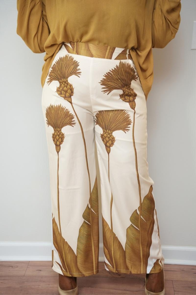 Golden Palms Wide Leg Pants (Reg & Plus)