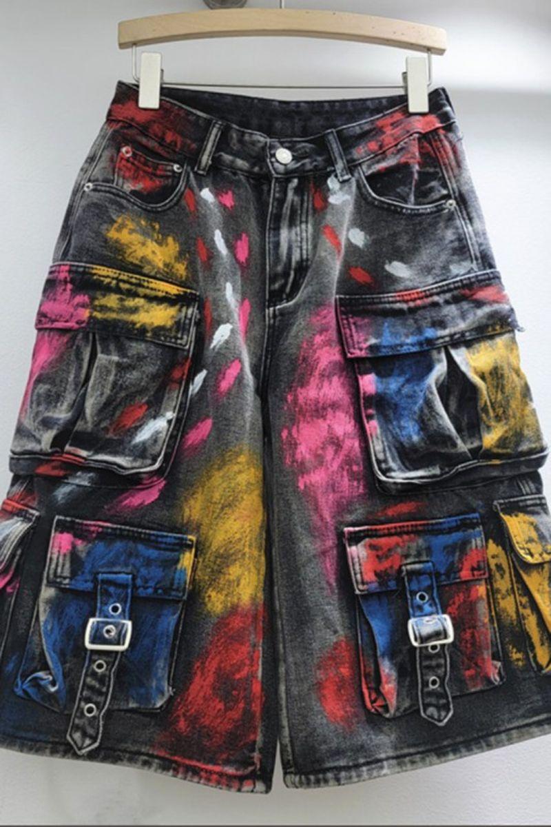 Color Me Bold Denim Cargo Shorts