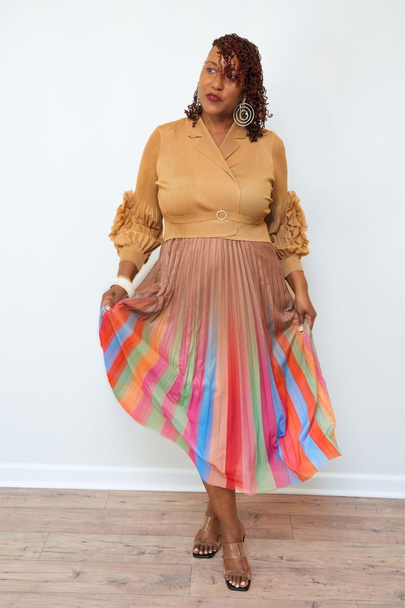 Color Me Fabulous Pleated Midi Dress (One Size)