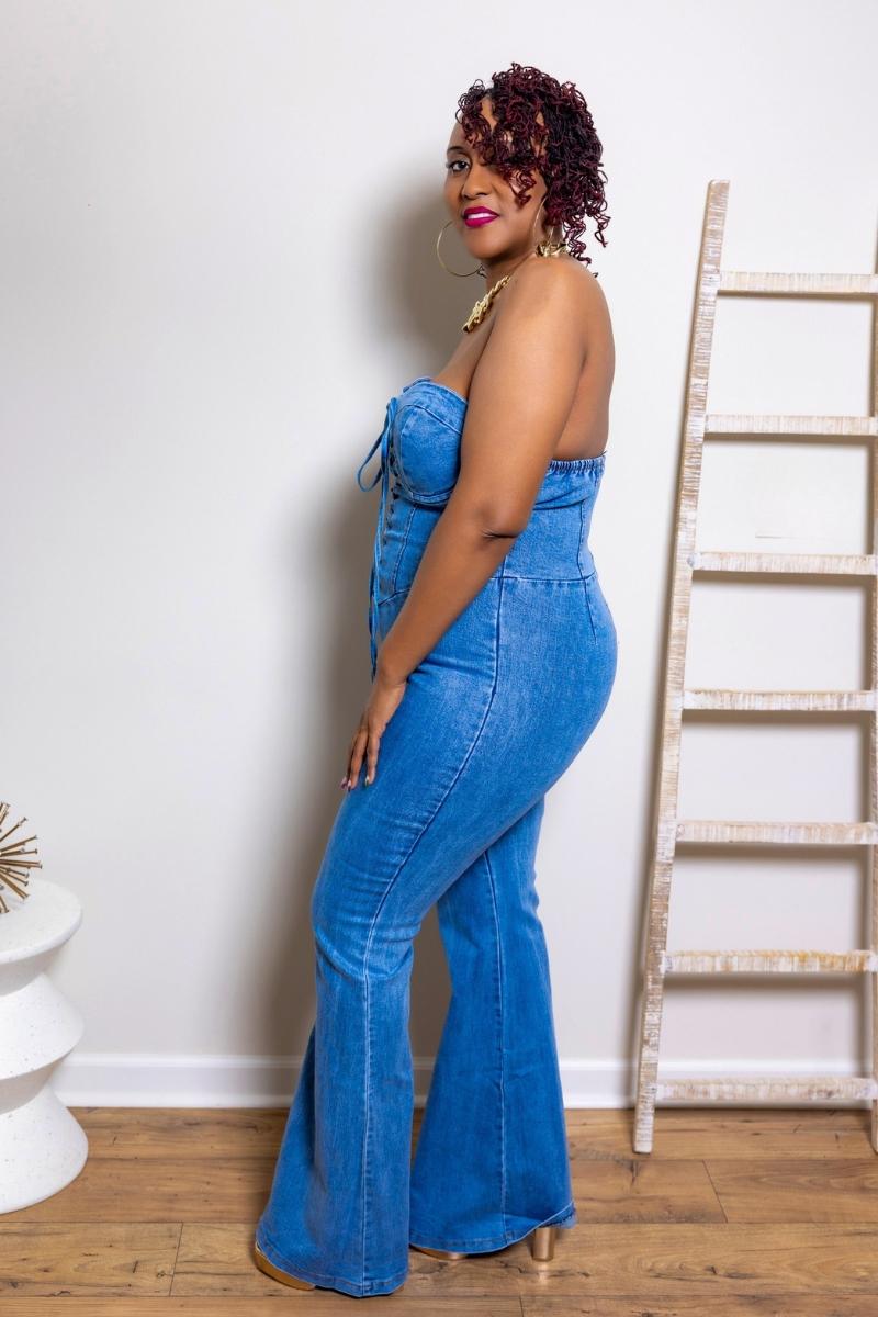 (Plus Size) The Corset Curve Denim Jumpsuit