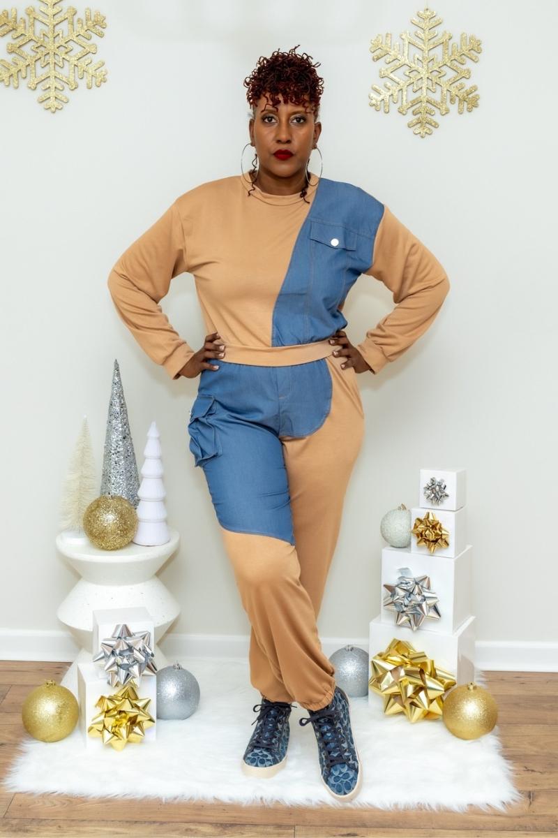 Utility Chic Colorblock Denim Set (S Only)