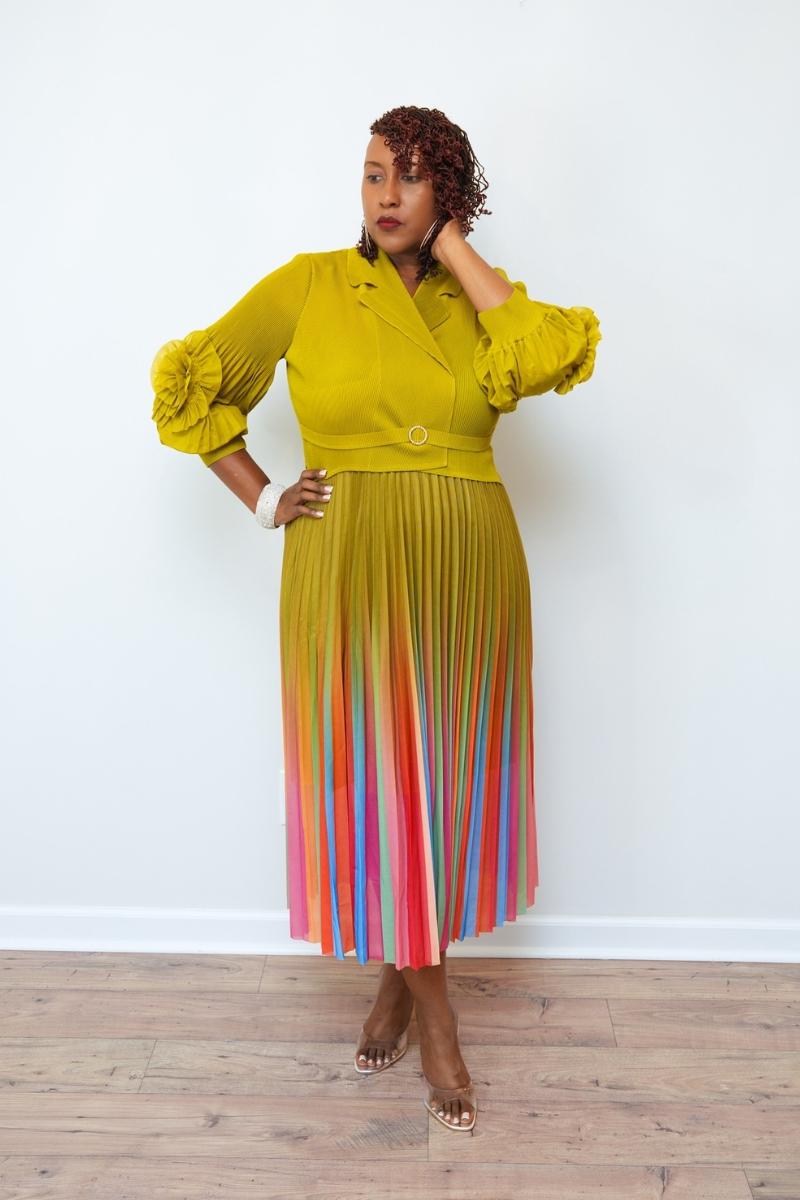 Color Me Fabulous Pleated Midi Dress (One Size)