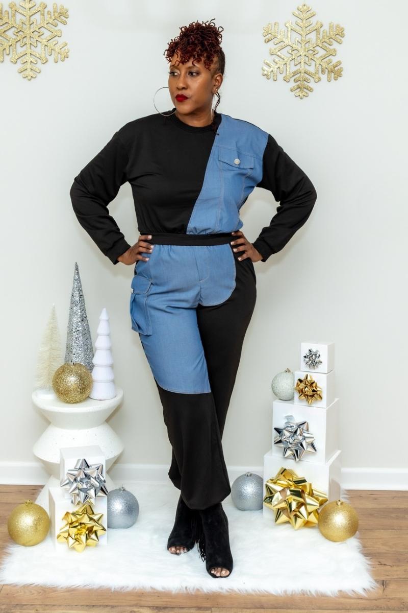 Utility Chic Colorblock Denim Set (S Only)