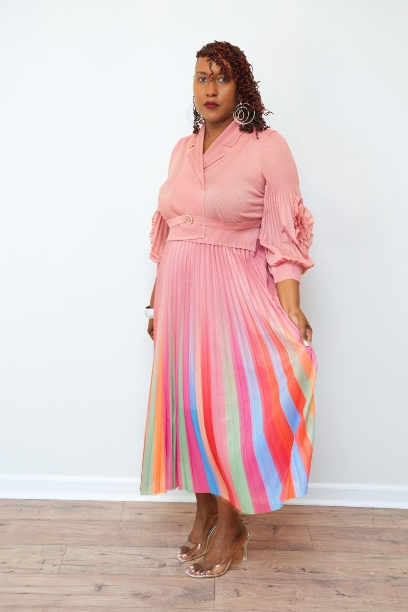 Color Me Fabulous Pleated Midi Dress (One Size)