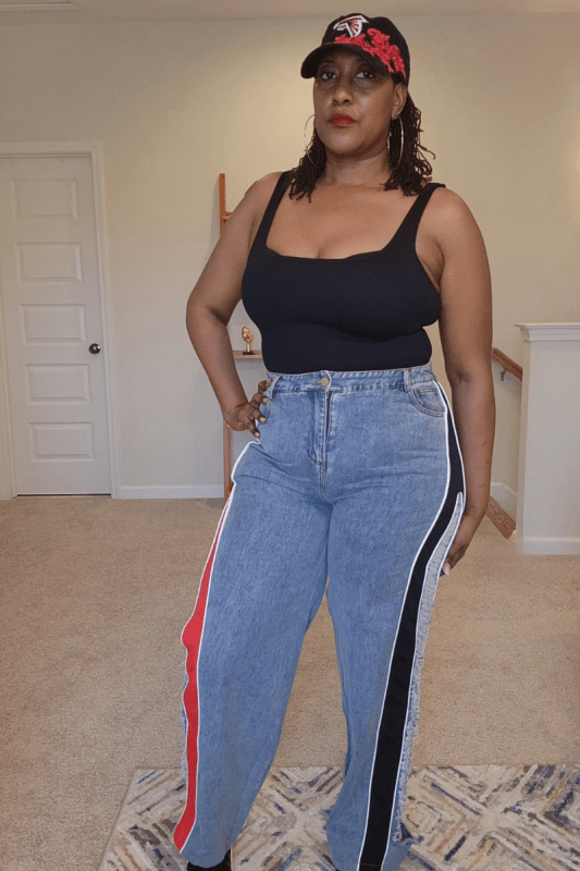 Colorblock Distressed Wide Leg Jeans - What A Diva Wears Boutique