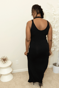 Plus Size Sexy Little Black Maxi dress - What A Diva Wears Boutique